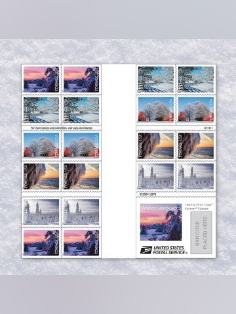 100 Winter Landscapes 2025 Forever Postage Stamps Postal USPS Mailing Christmas